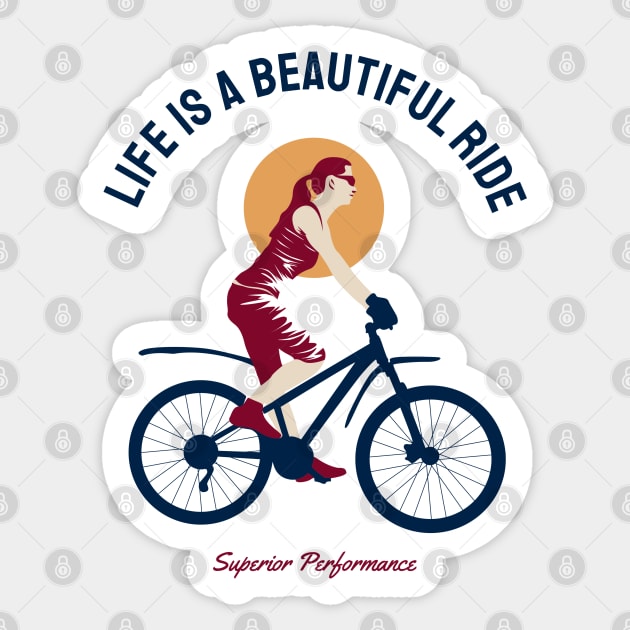 Life Is a Beautiful Ride Inspiring Cycling Graphic Tee Sticker by Urbanprint